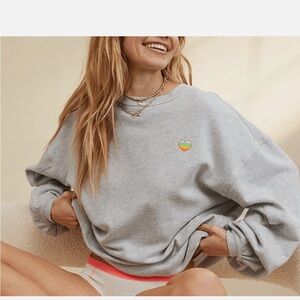 Gray Aerie Sweatshirt Rainbow Pride Heart